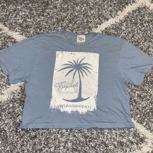 3 FOR $10 SALE - Blue and White Miami Beach Cropped Tank Top